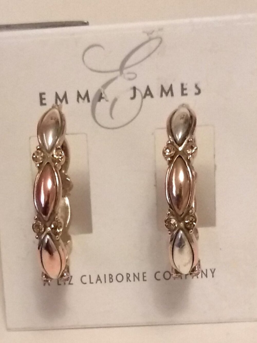New EMMA JAMES Vintage Two Tone Gold Plated Oval Hoop Earrings